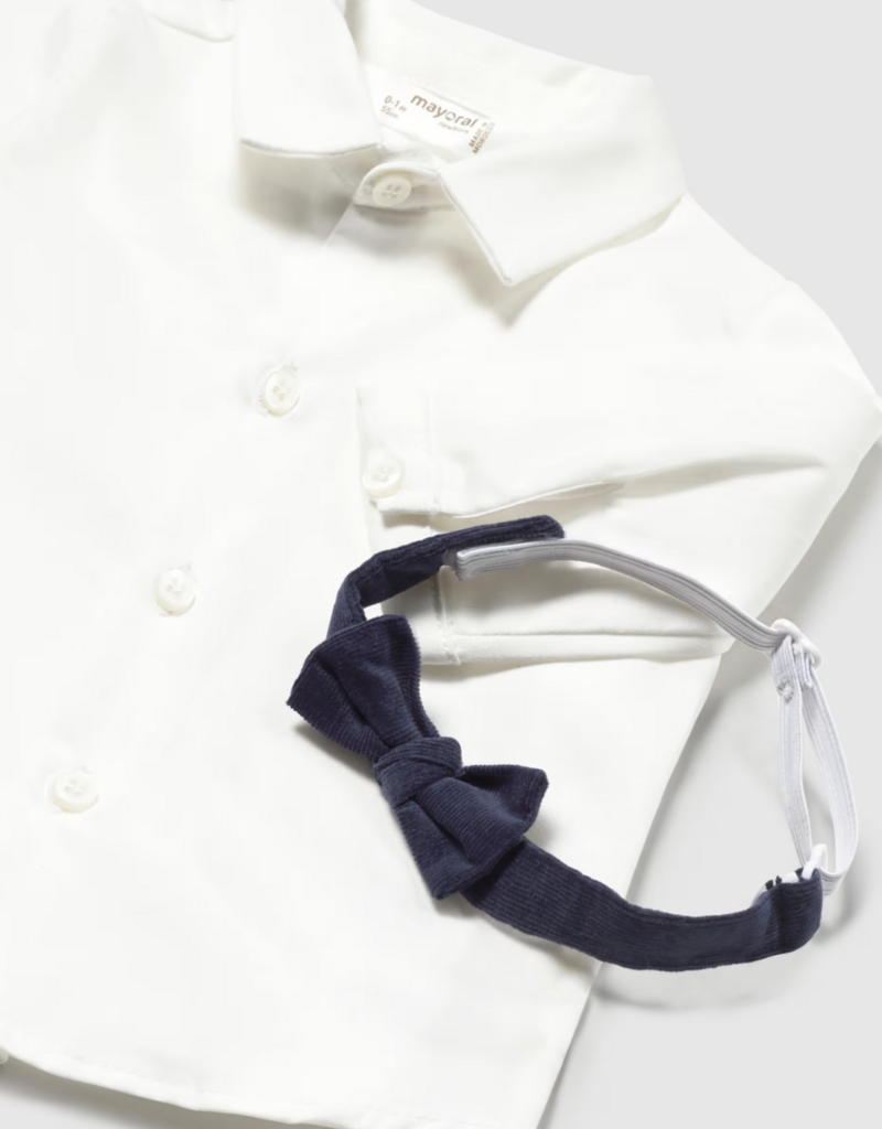 Mayoral White L/S Shirt w/Bow Tie