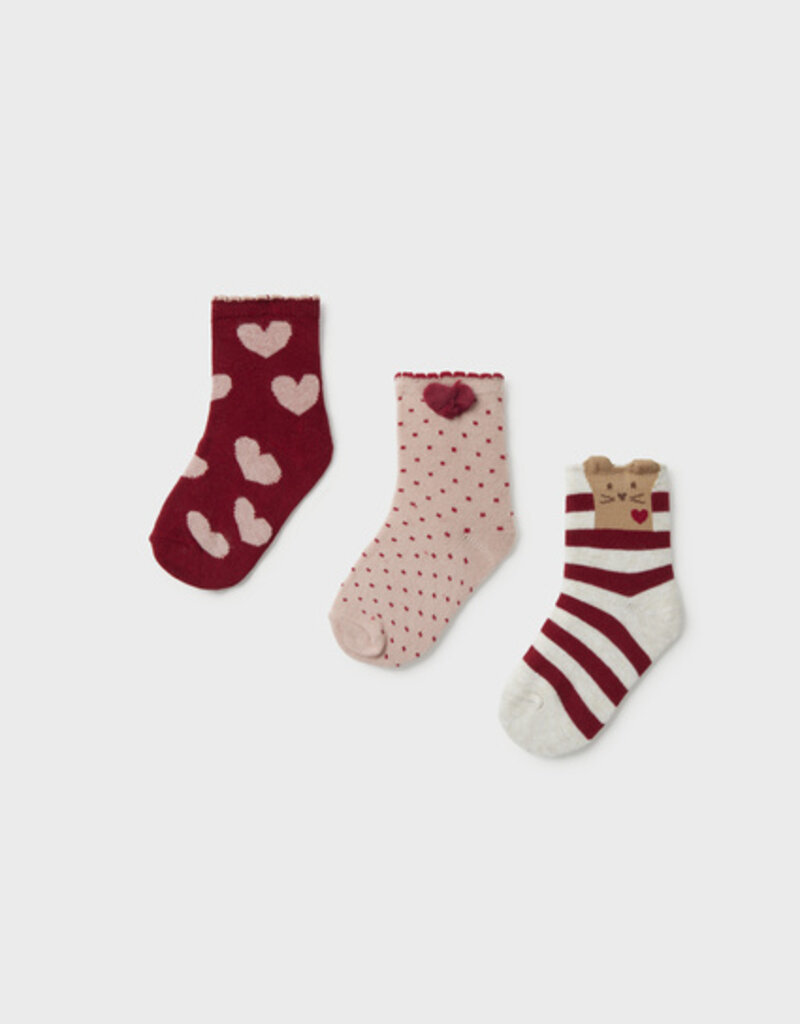 Mayoral Pink, Red Socks Pack 3