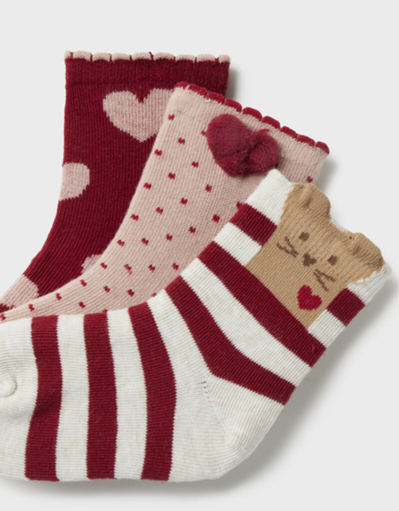 Mayoral Pink, Red Socks Pack 3