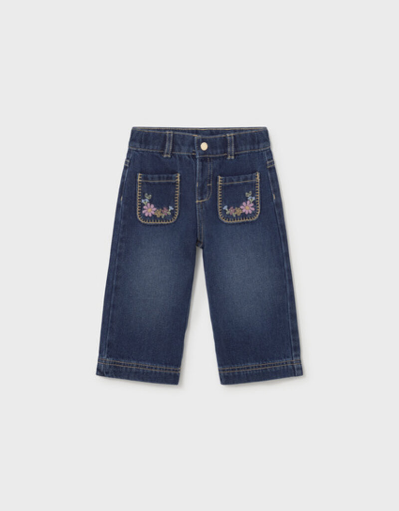 Mayoral Dark Denim Flowered Pants