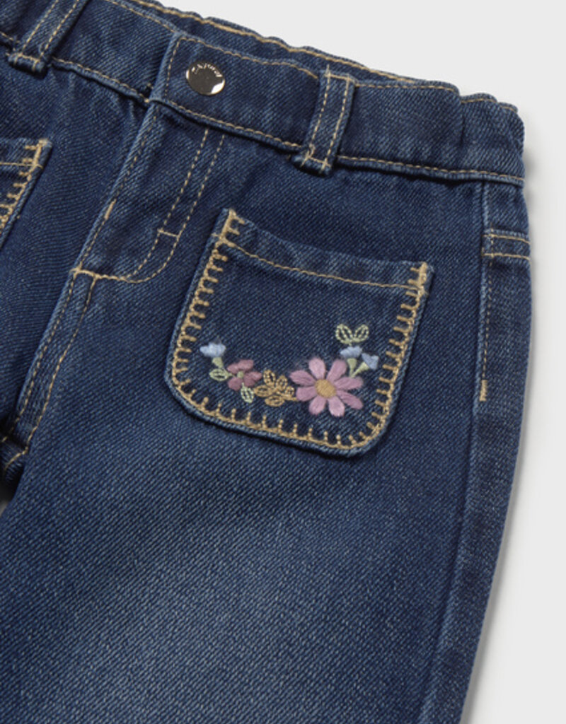Mayoral Dark Denim Flowered Pants