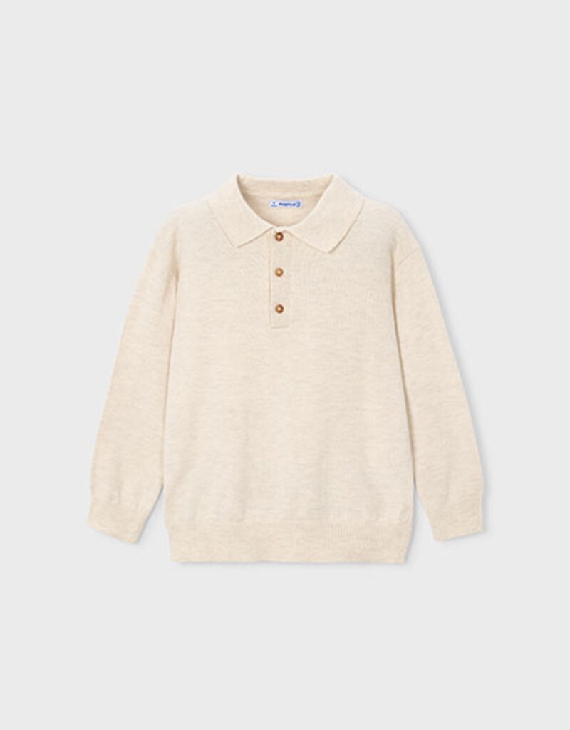 Mayoral L/S Knit Polo Stone