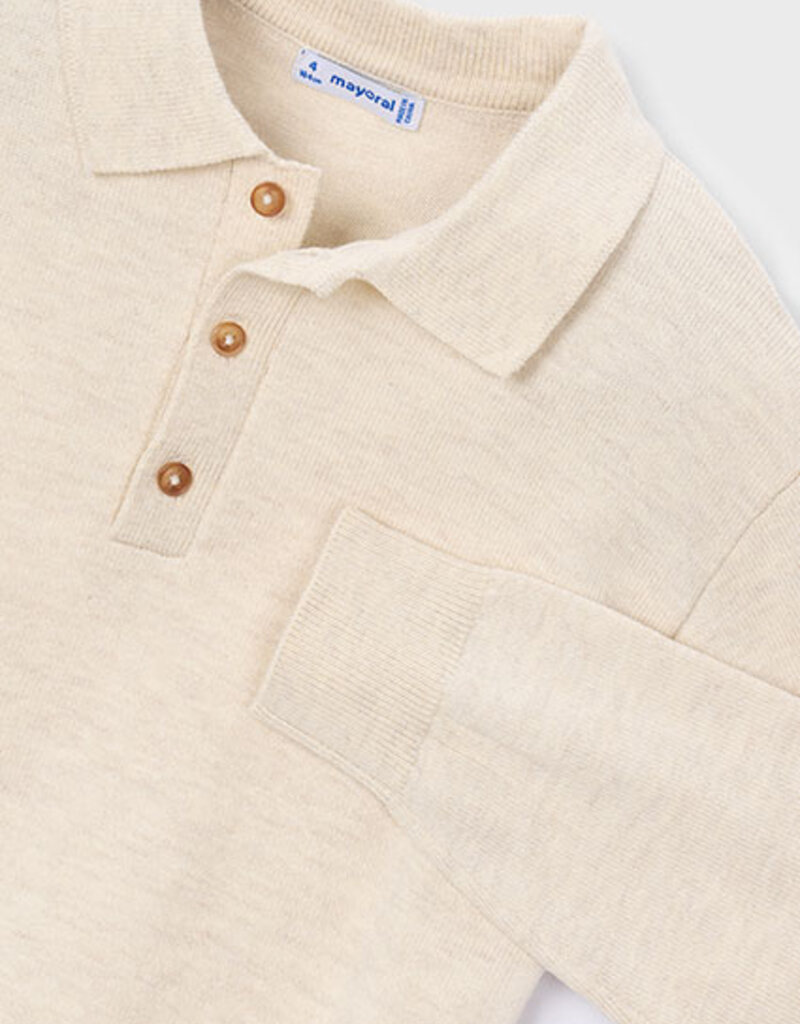 Mayoral L/S Knit Polo Stone