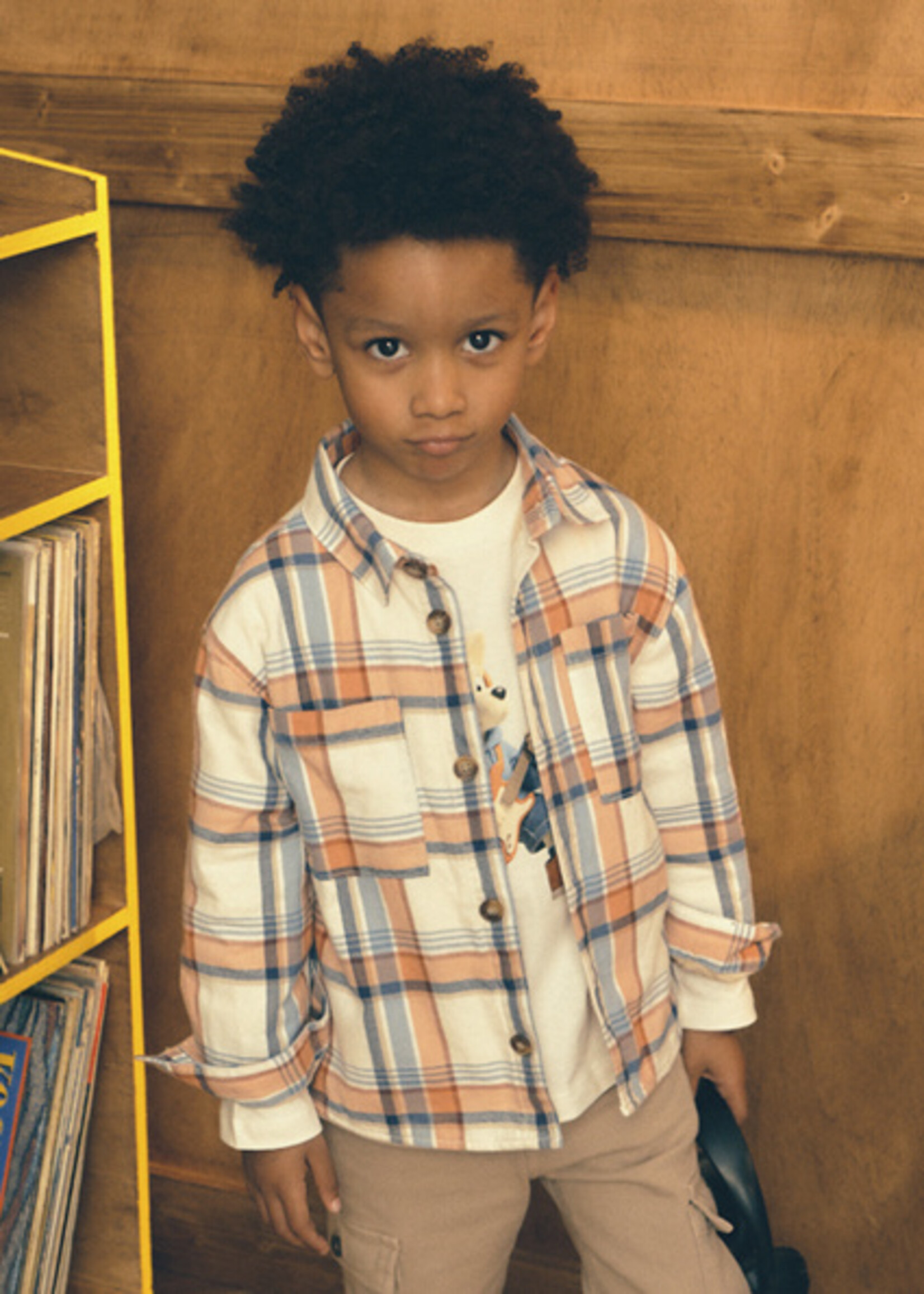 Mayoral L/S Overshirt Orange/Blue Plaid