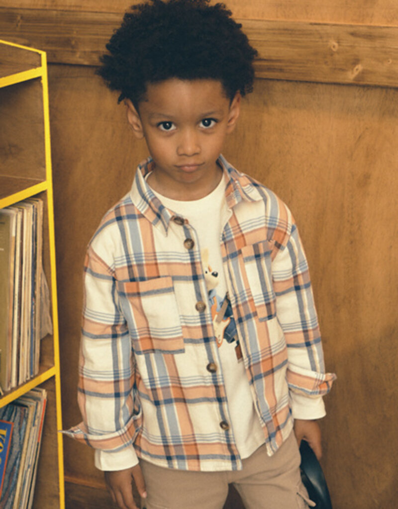 Mayoral L/S Overshirt Orange/Blue Plaid