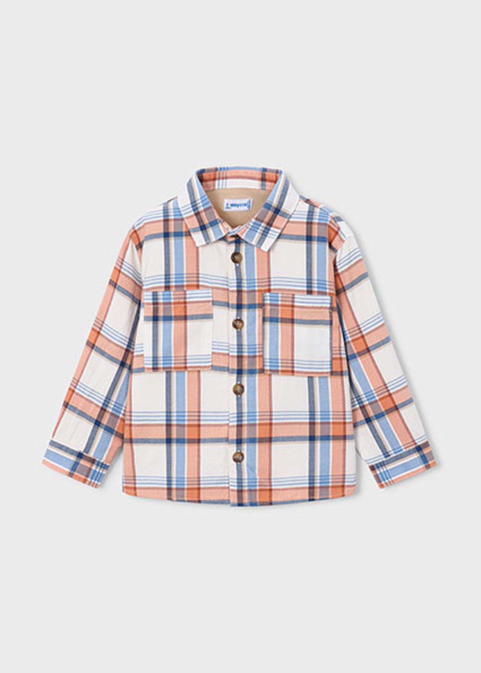 Mayoral L/S Overshirt Orange/Blue Plaid
