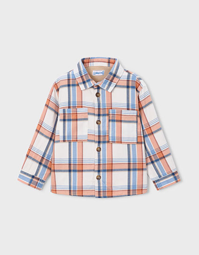 Mayoral L/S Overshirt Orange/Blue Plaid