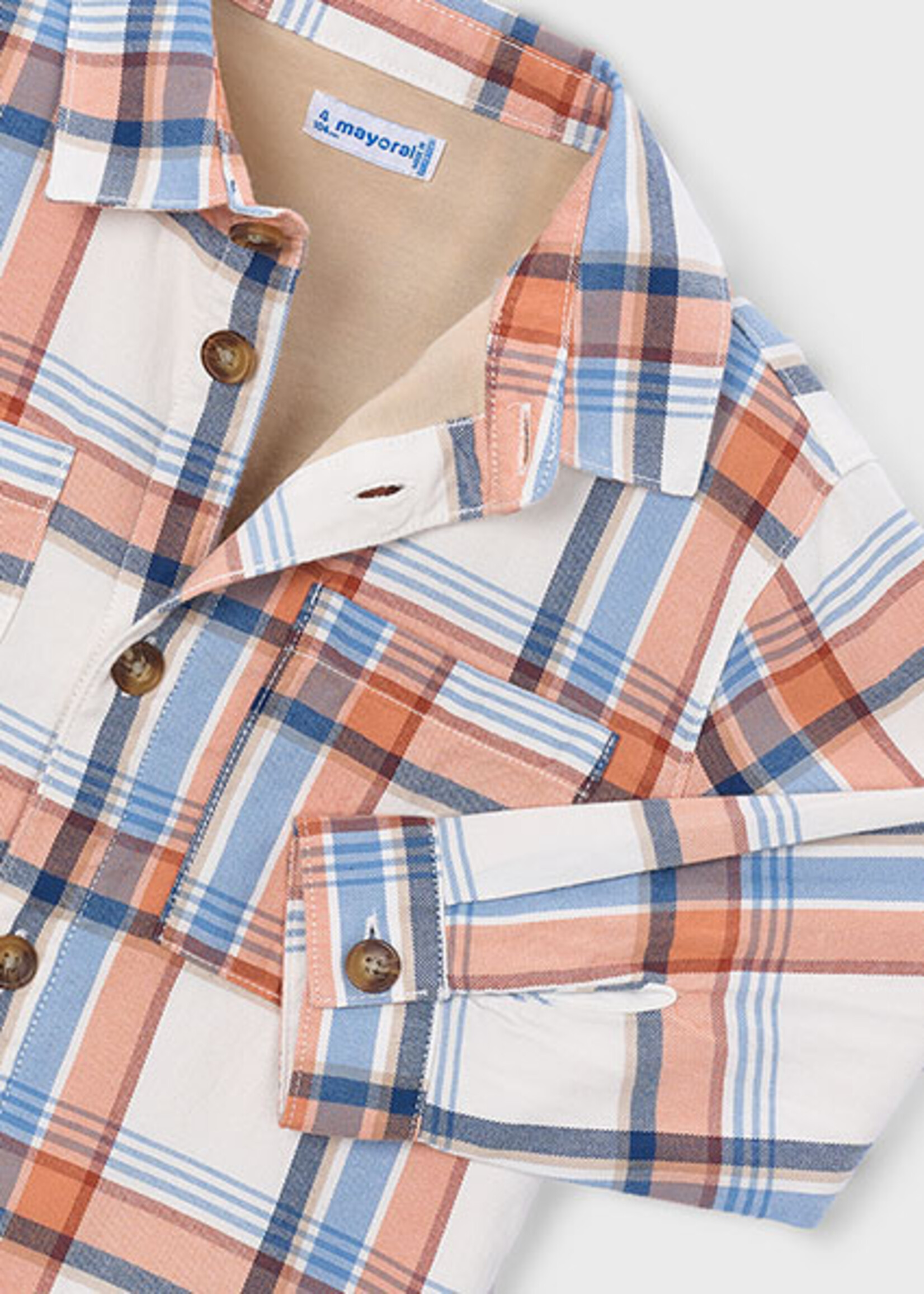 Mayoral L/S Overshirt Orange/Blue Plaid