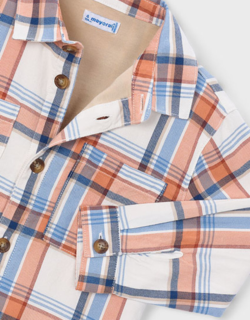 Mayoral L/S Overshirt Orange/Blue Plaid