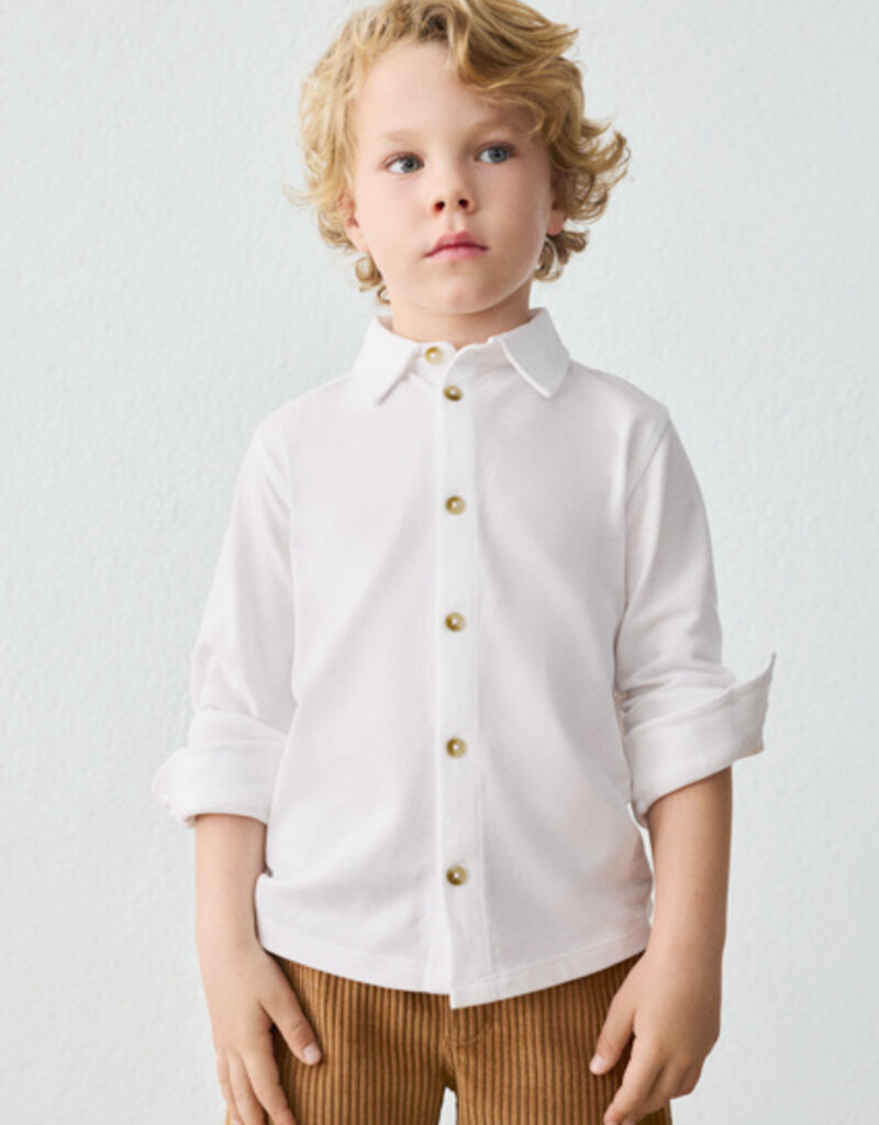 Mayoral L/S Pique Knit Shirt White