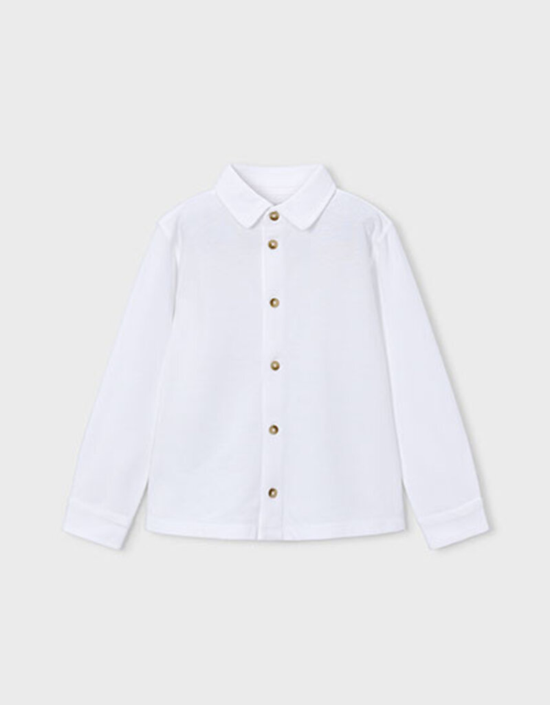Mayoral L/S Pique Knit Shirt White