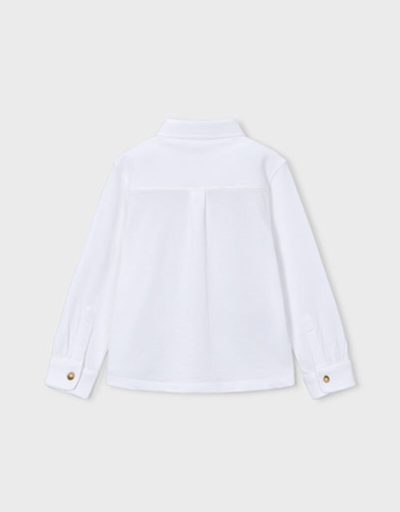 Mayoral L/S Pique Knit Shirt White
