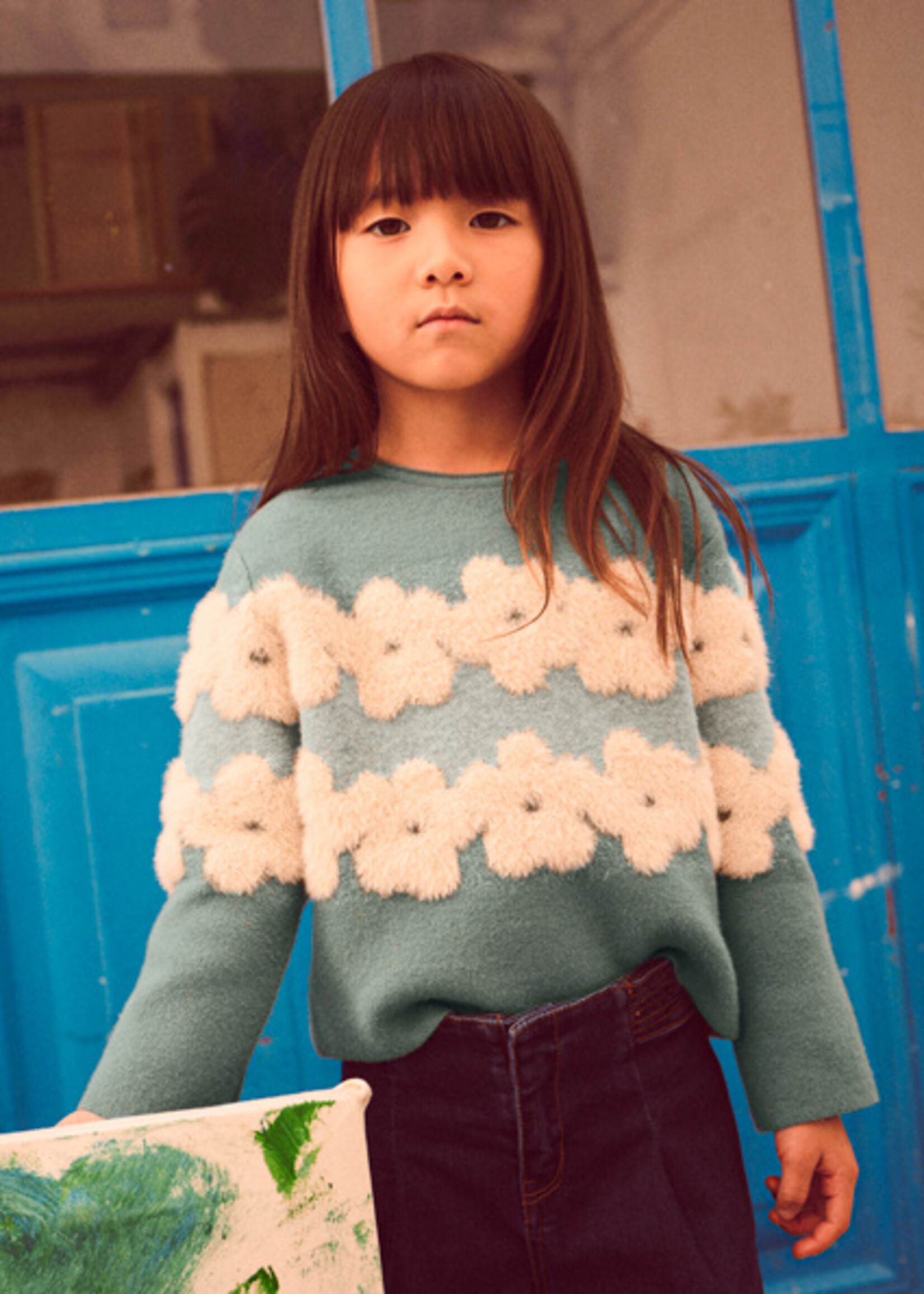 Mayoral Jacquard Flower Sweater
