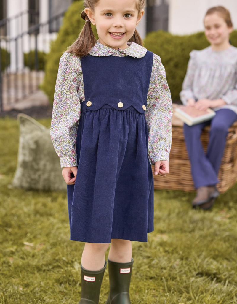 Little English Button Panel Jumper Navy Corduroy
