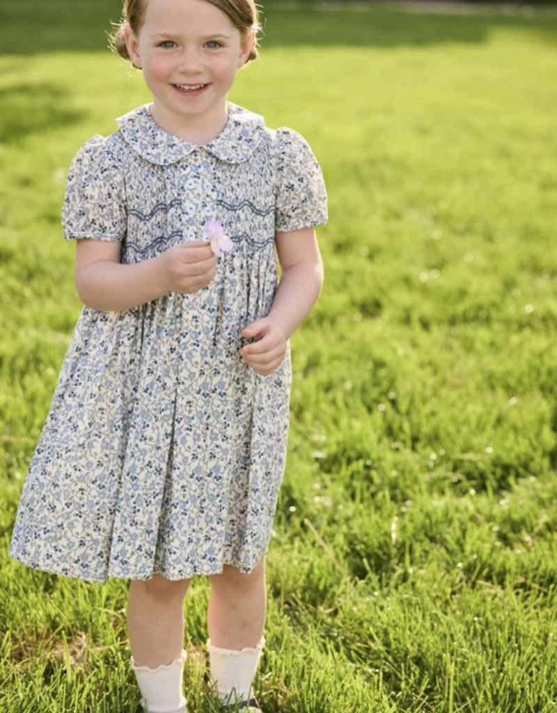 Little English Smocked Bridget Dress - Wisteria Floral