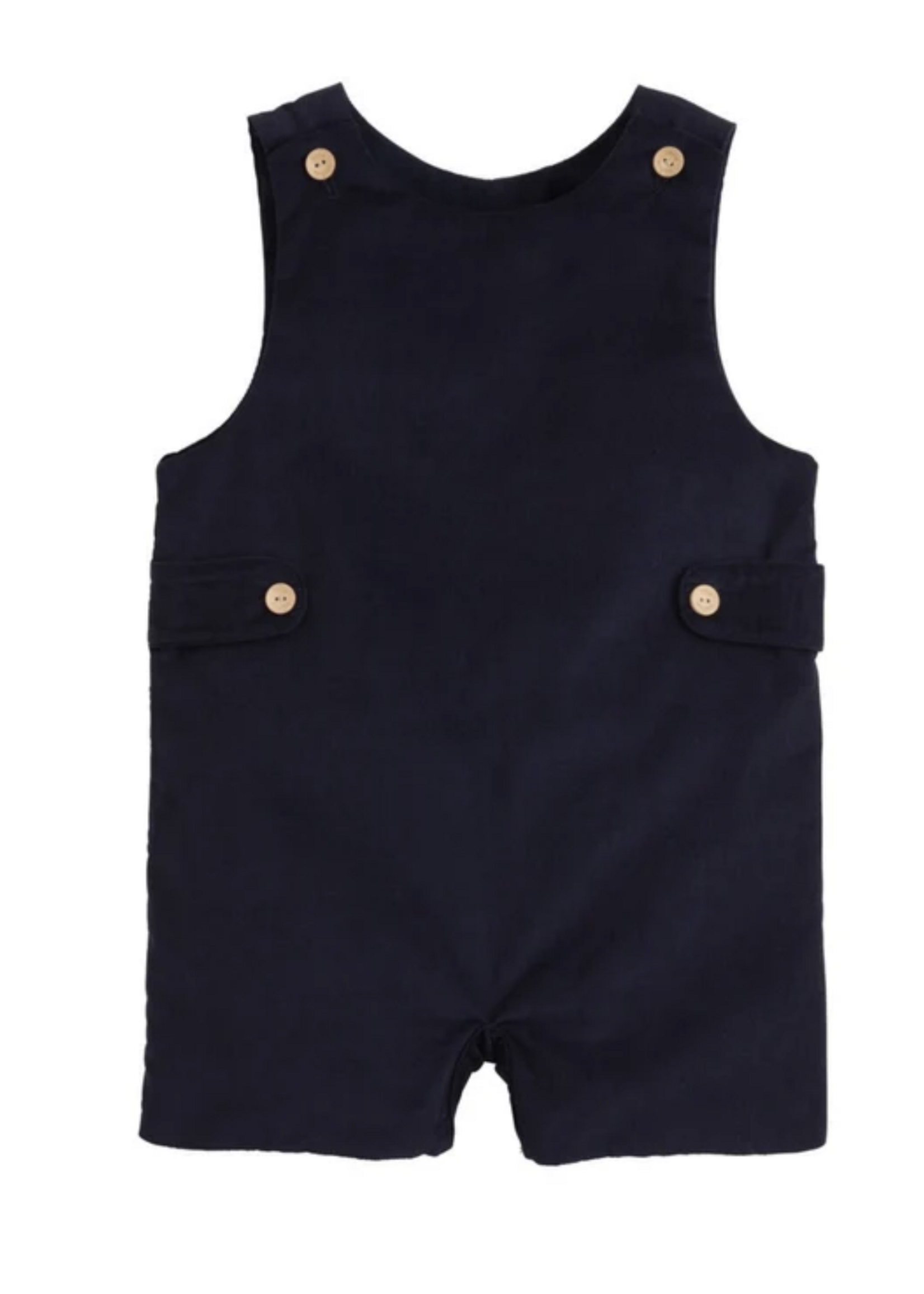 Little English Button Tab John John - Navy Corduroy
