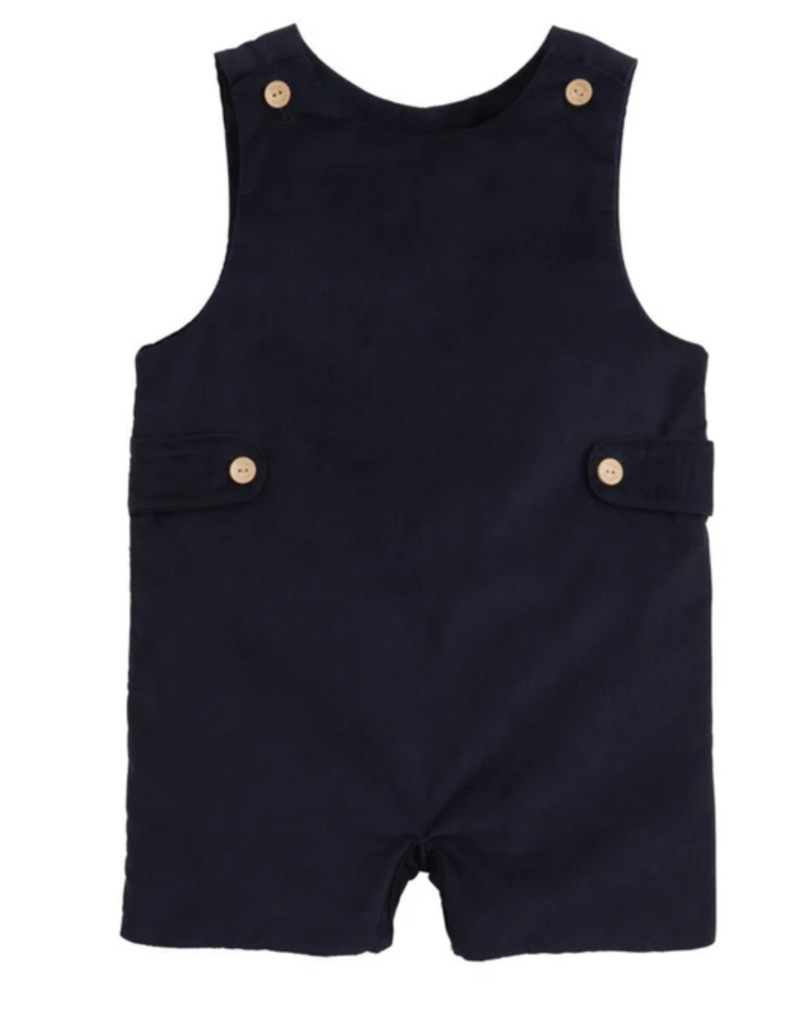 Little English Button Tab John John - Navy Corduroy
