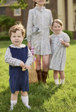 Little English Button Tab John John - Navy Corduroy