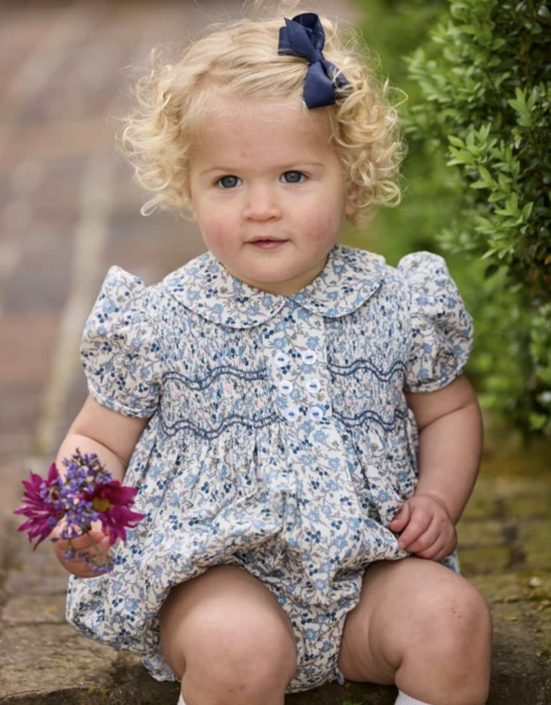 Little English Smocked Bridget Bubble - Wisteria Floral