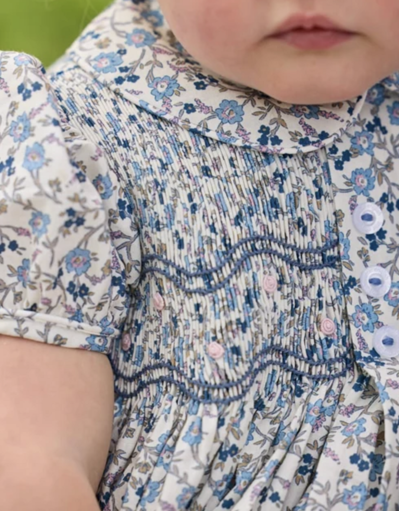 Little English Smocked Bridget Bubble - Wisteria Floral