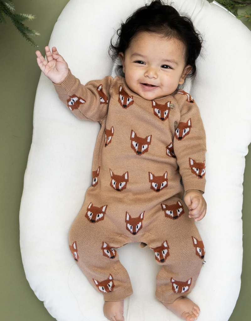 Viverano Fox Jacquard Knit Jumpsuit Chai Spice