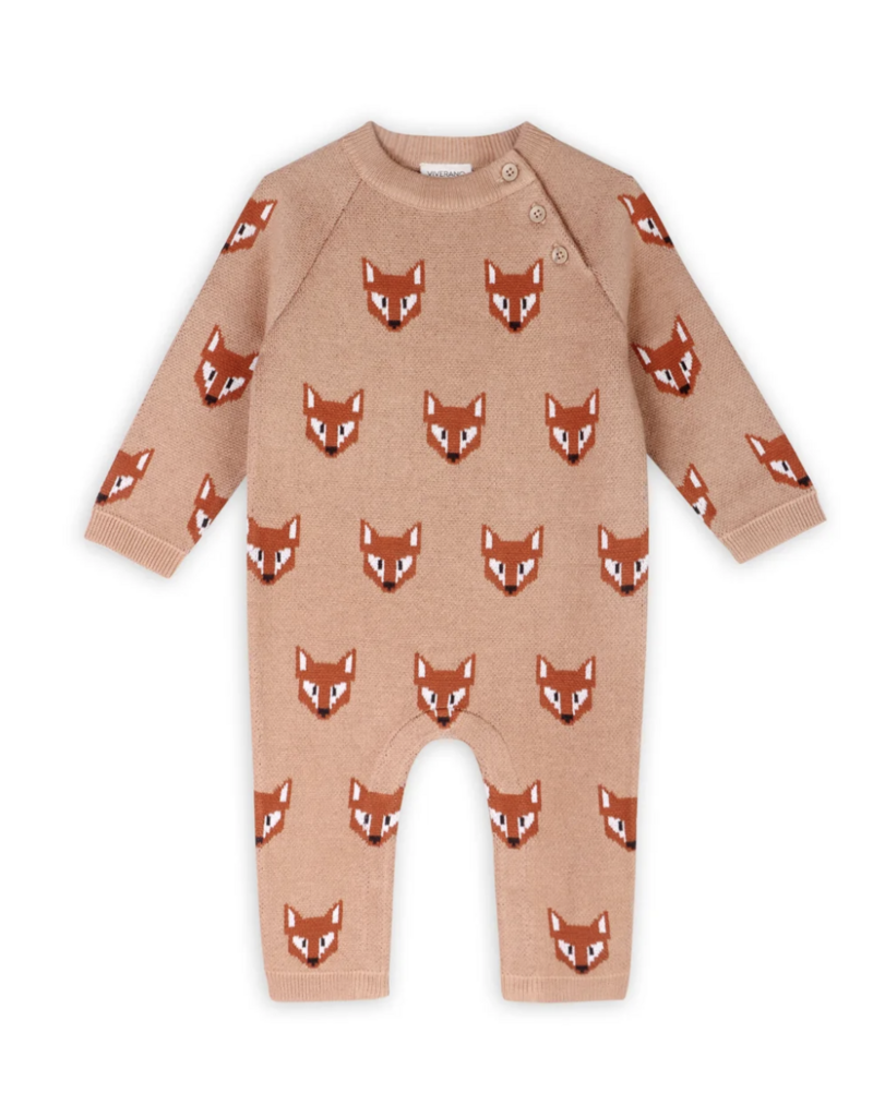 Viverano Fox Jacquard Knit Jumpsuit Chai Spice