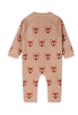 Viverano Fox Jacquard Knit Jumpsuit Chai Spice