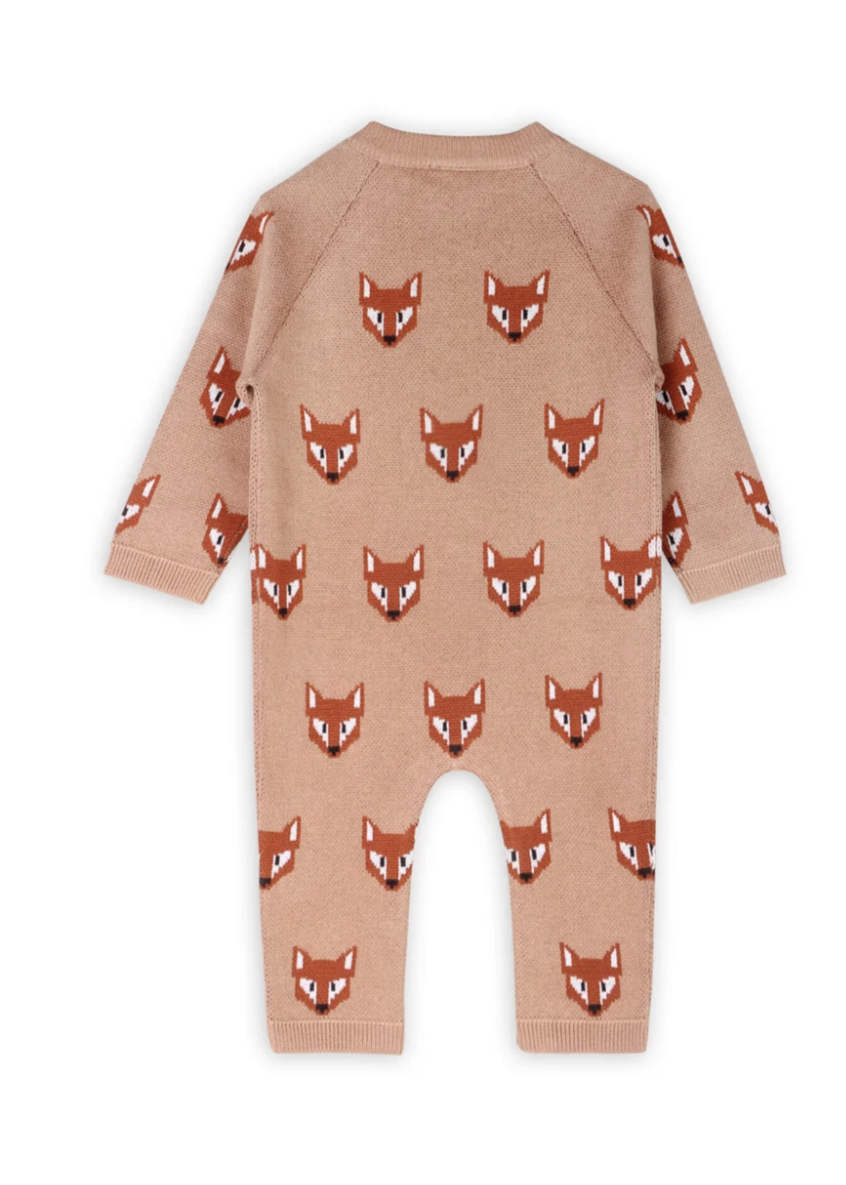 Viverano Fox Jacquard Knit Jumpsuit Chai Spice