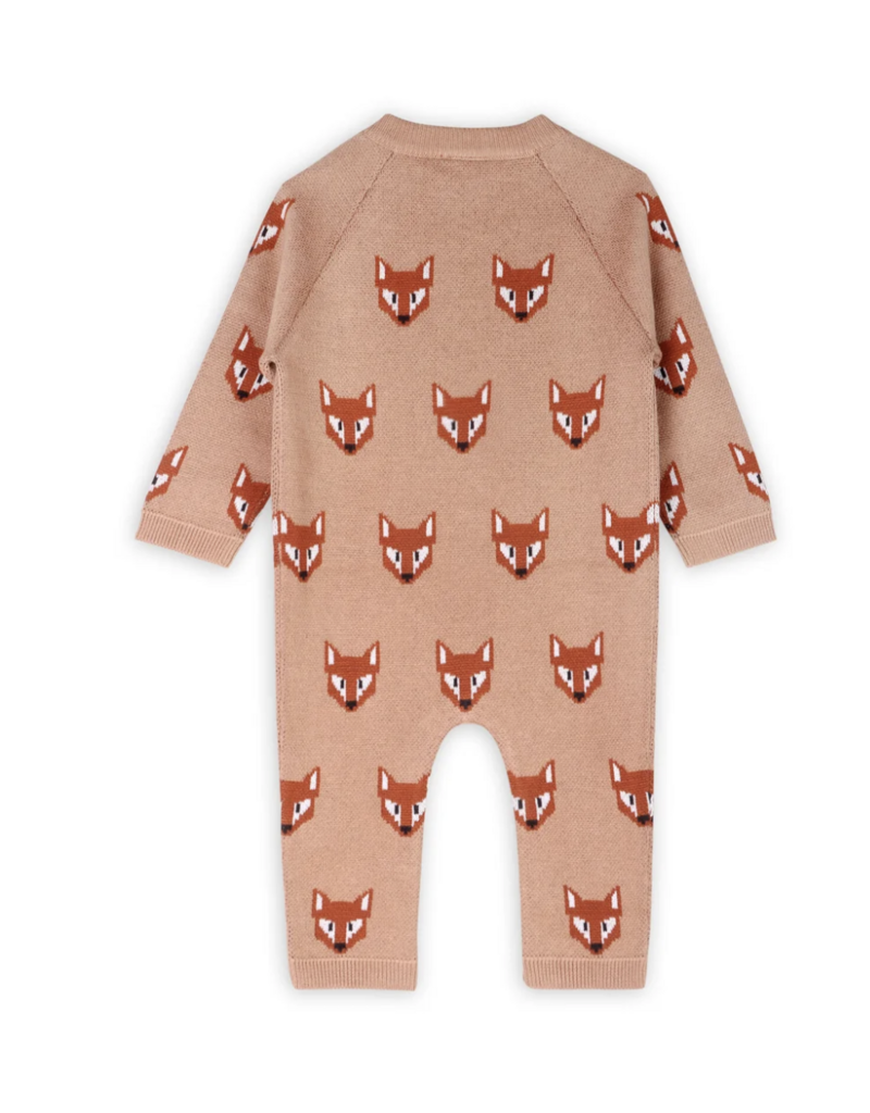 Viverano Fox Jacquard Knit Jumpsuit Chai Spice