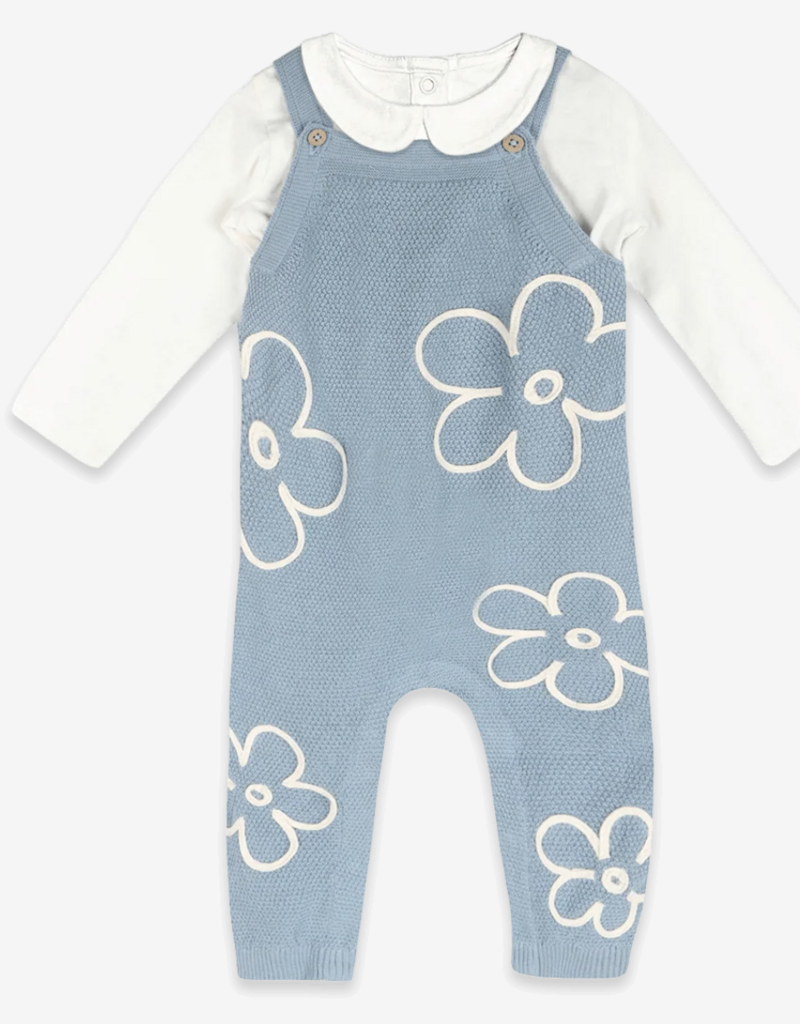 Viverano Wildflower Embr Knit Baby Overall Set Organic Cotton