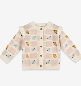 Viverano Mia Bouquet Jacquard Knit Baby Cardigan Organic Cotton