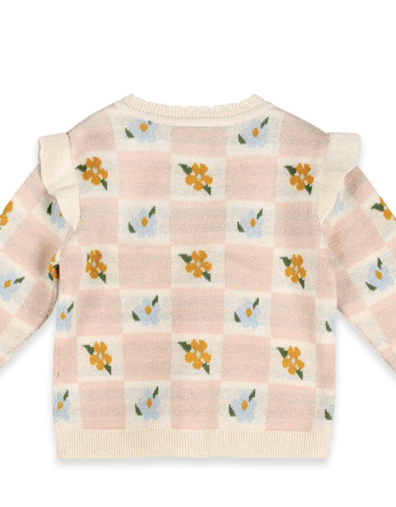 Viverano Mia Bouquet Jacquard Knit Baby Cardigan Organic Cotton