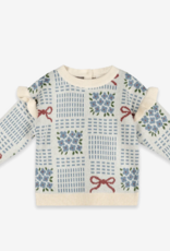 Viverano Floral Bow Jacquard Knit Baby Pullover Organic Cotton