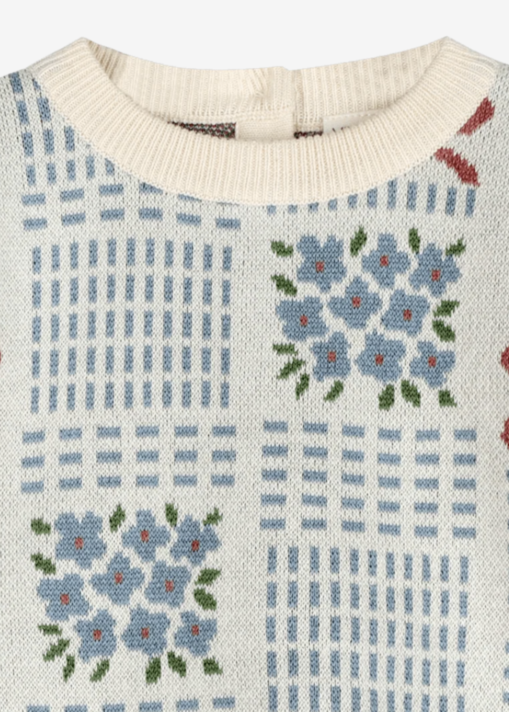 Viverano Floral Bow Jacquard Knit Baby Pullover Organic Cotton