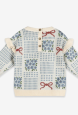 Viverano Floral Bow Jacquard Knit Baby Pullover Organic Cotton