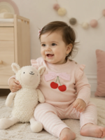 Viverano Cherry Bow Baby Pullover Stripe Pants Organic Cotton
