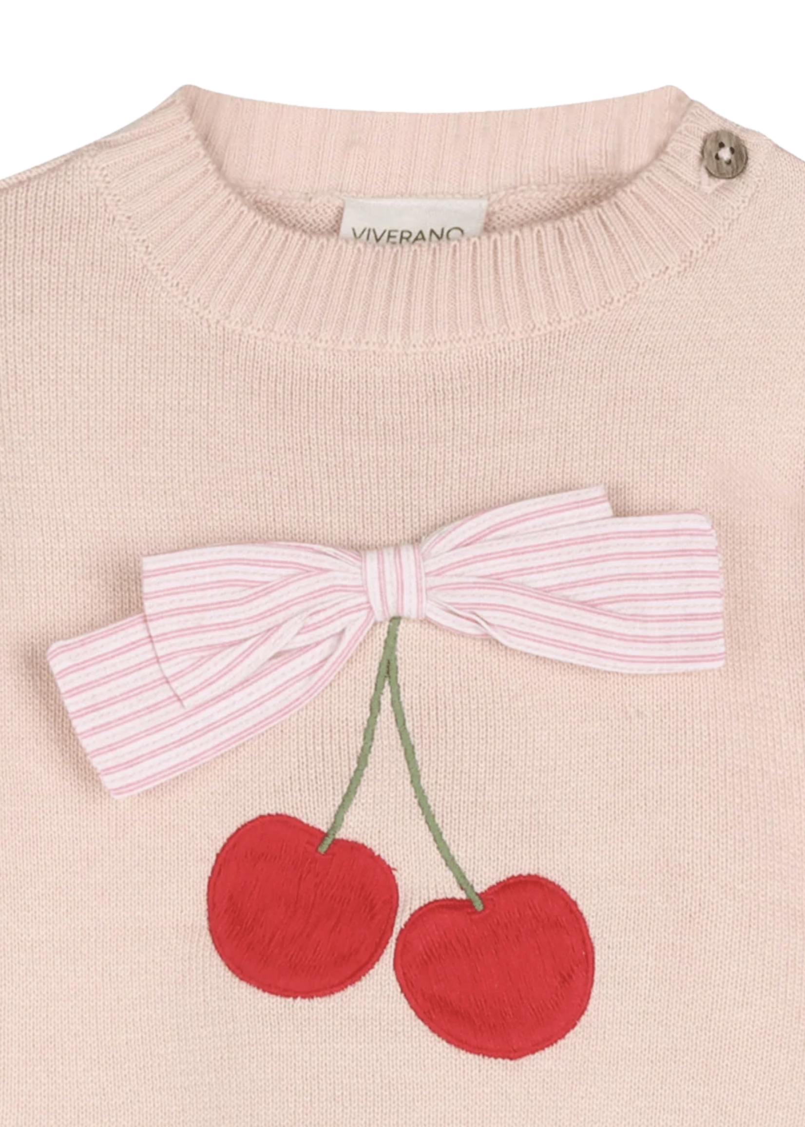Viverano Cherry Bow Baby Pullover Stripe Pants Organic Cotton
