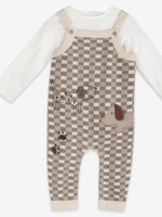 Viverano Check Dog 3D Knit Baby Overall Set Organic Cotton