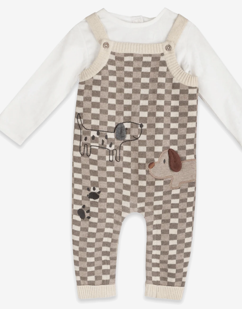 Viverano Check Dog 3D Knit Baby Overall Set Organic Cotton