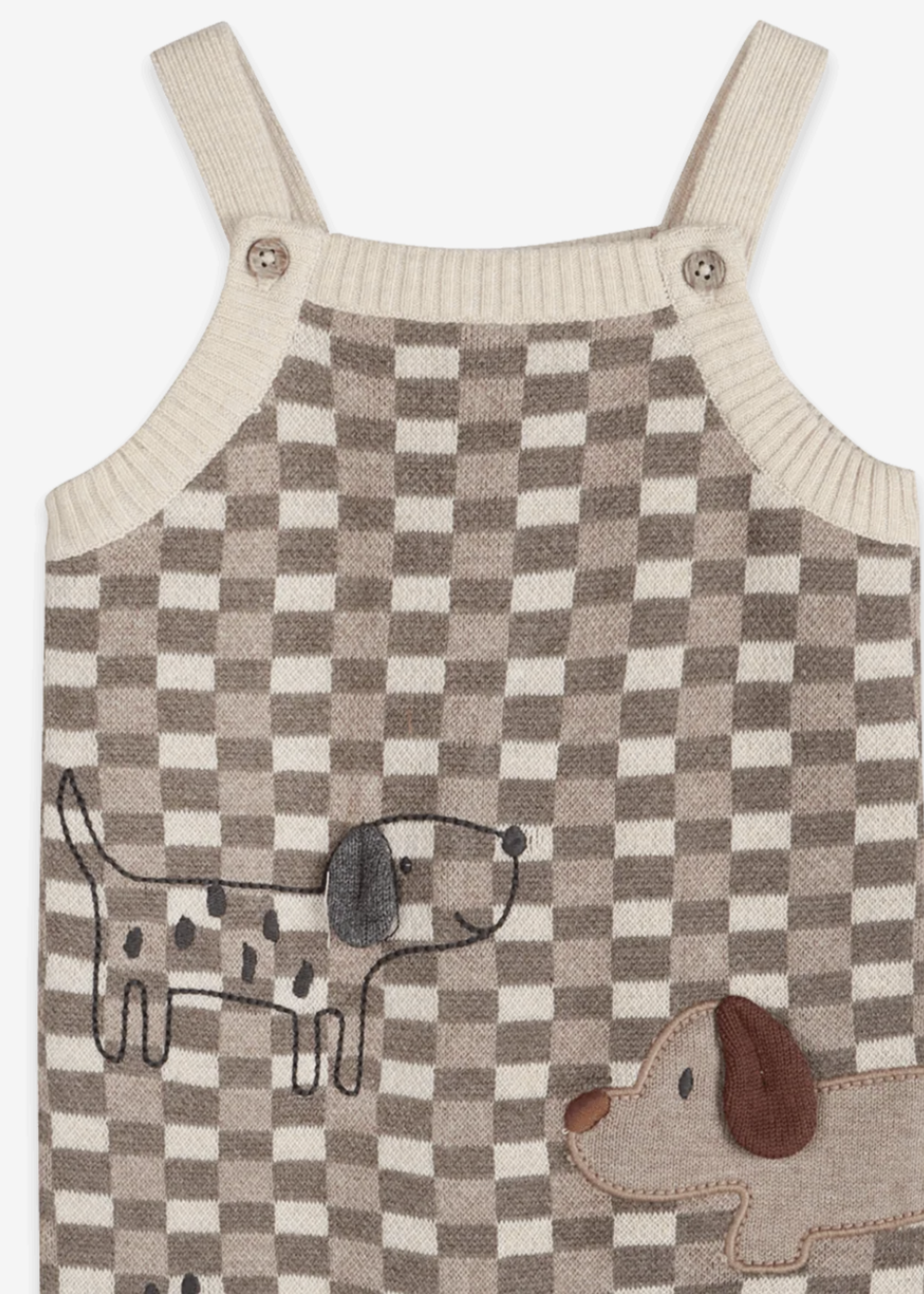Viverano Check Dog 3D Knit Baby Overall Set Organic Cotton