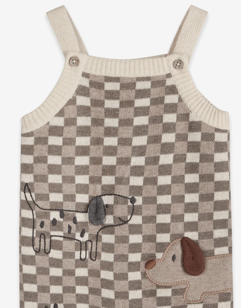 Viverano Check Dog 3D Knit Baby Overall Set Organic Cotton