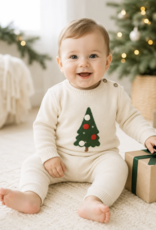 Viverano Christmas Cheer Knit Baby Pullover Pant Set Ecru