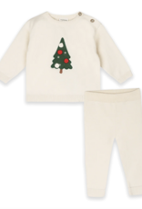 Viverano Christmas Cheer Knit Baby Pullover Pant Set Ecru