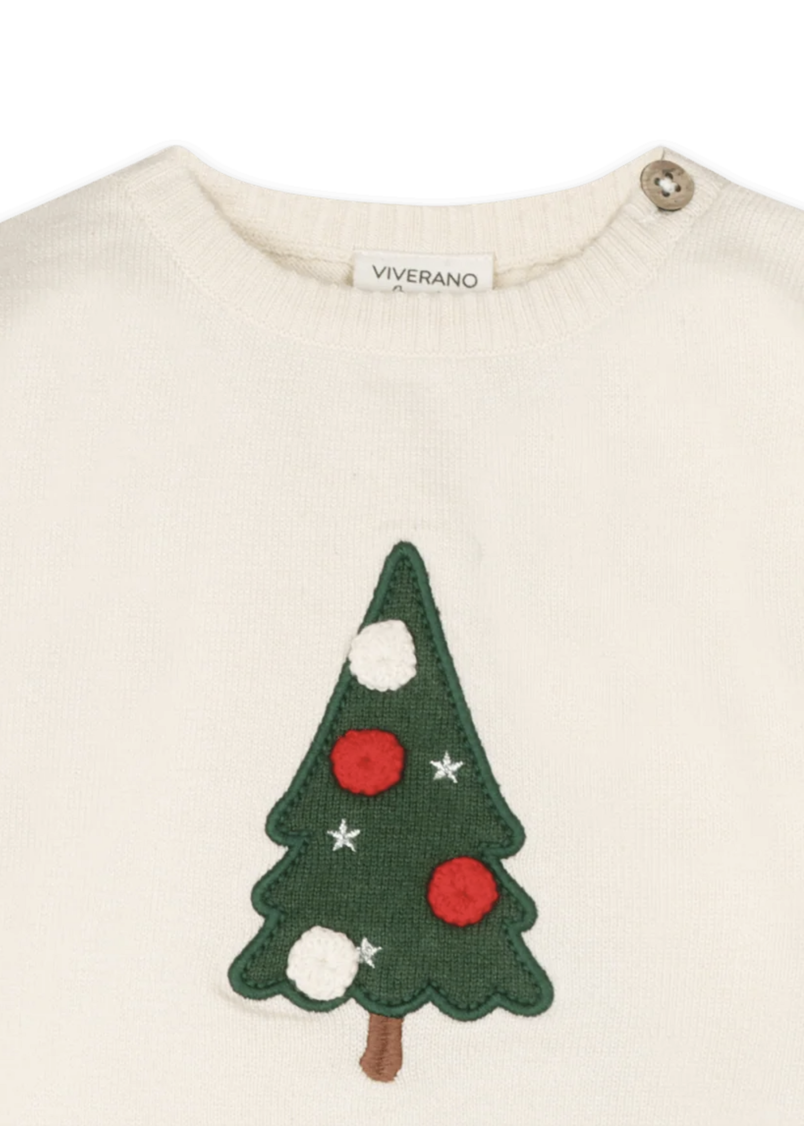 Viverano Christmas Cheer Knit Baby Pullover Pant Set Ecru
