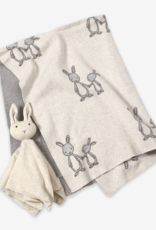 Viverano Bunny Mommy and Me Jacquard Knit Baby Blanket/Lovey Gift Set