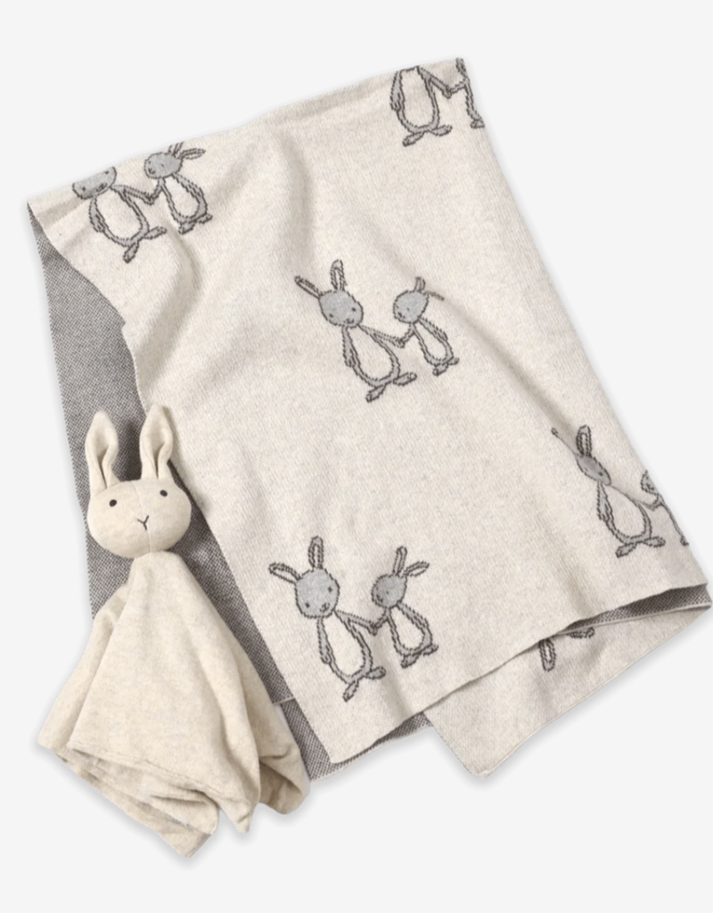 Viverano Bunny Mommy and Me Jacquard Knit Baby Blanket/Lovey Gift Set