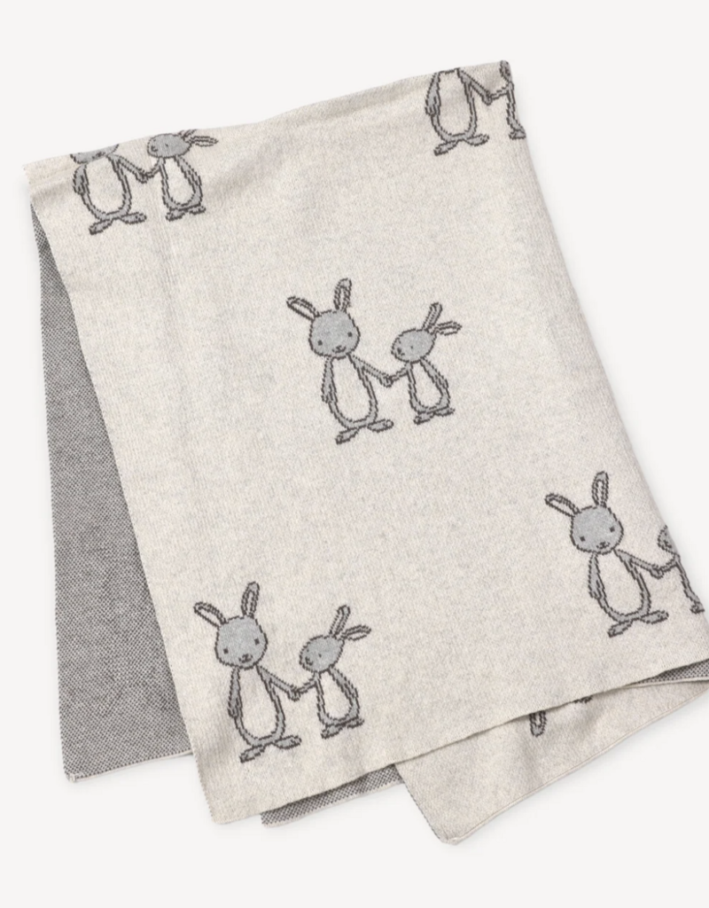 Viverano Bunny Mommy and Me Jacquard Knit Baby Blanket/Lovey Gift Set