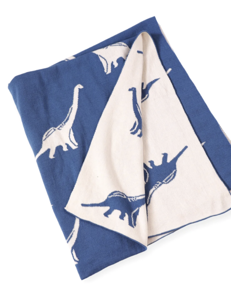 Viverano Dinosaur Organic Cotton Reversible Sweater Knit  Blanket