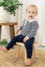 Viverano Leo Textured Knit Polo Pullover Pant Set Navy