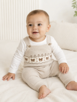 Viverano Bear Fair Isle Knit Baby Overall Set